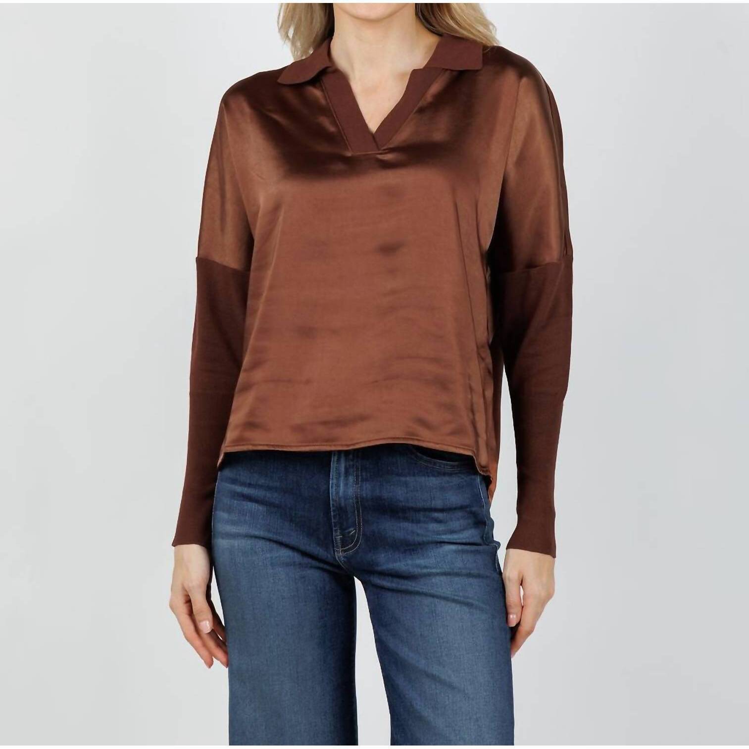 New Melissa Nepton Tina Tunic Blouse In Brown